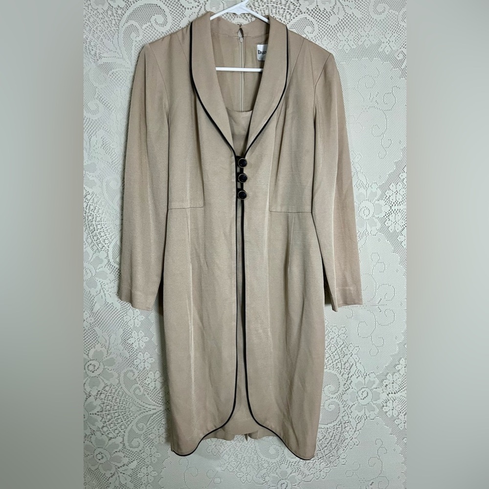 Vintage Danny & Nicole NY Suit Dress Women’s Size M Tan Midi Business 80s 90s